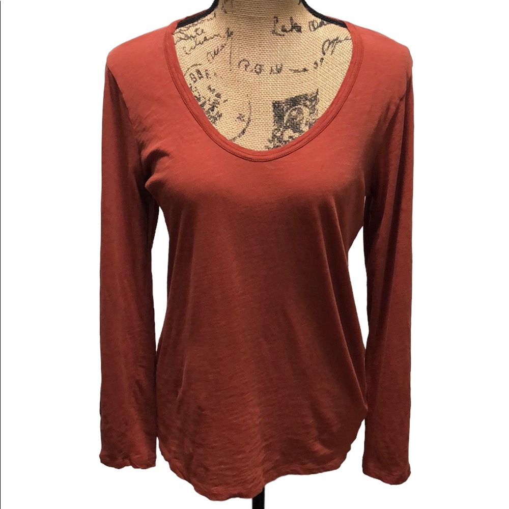 {J. Crew} Long Sleeve Tee in Rust Red